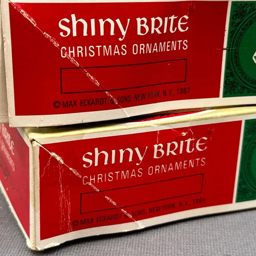 VTG Shiny Brite Glass Christmas Ornaments Pink Red 1 3/4